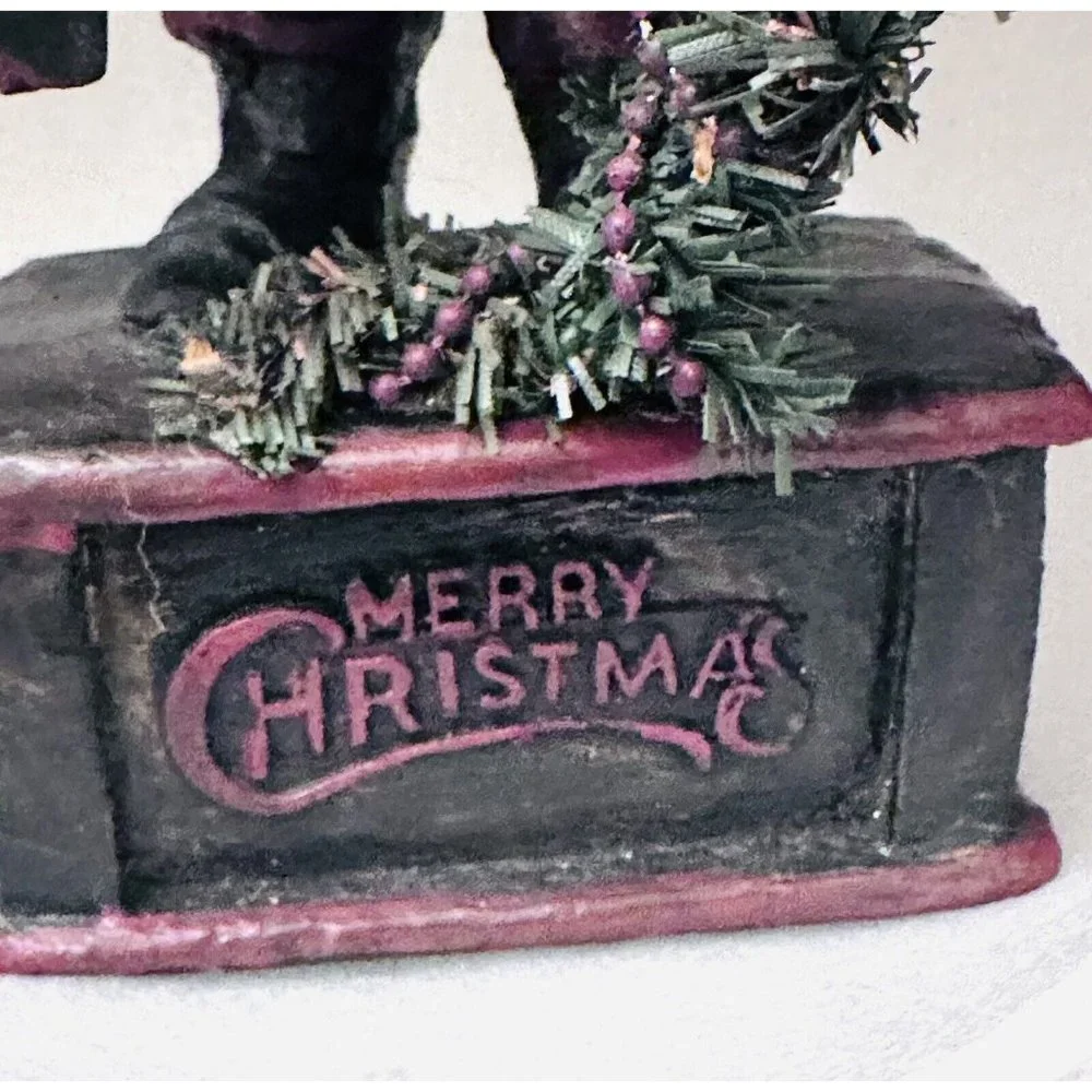 Santa‎ Figurine by Deborah Graham 11.5 inch tall Santa, Sleigh, Tree and Teddy